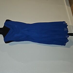 Chaps dress, blue on blue poka dots